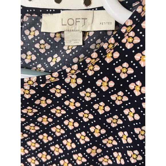 Loft Petites Mosaic Shift Dress LS Tie Belt XXSP Black Pink Yellow  Office - Picture 4 of 15